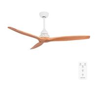 Cecotec Ventilador de Techo con Mando a Distancia y Temporizador EnergySilence Aero 590, Bajo Consumo, 3 Aspas de 52"/132cm Diámetro, Motor de Cobre, 3 Velocidades, Color Haya/Blanco, 65W