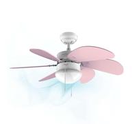 Cecotec Ventilador de techo EnergySilence 3600 Vision Purple. 50 W, Diámetro 92 cm, Lámpara, 3 Velocidades, 6 Aspas reversibles, Función Verano/Invierno, Interruptor de Cadena, Blanco/Lila