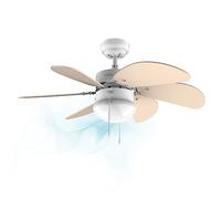 Cecotec Ventilador de techo EnergySilence 3600 Vision SunLight. 50 W, Diámetro 92 cm, Lámpara, 3 Velocidades, 6 Aspas reversibles, Función Verano/Invierno, Interruptor de Cadena, Blanco/Amarillo