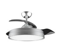 Cecotec Ventilador de Techo con Aspas Retráctites y Lámpara EnergySilence Aero 4280 Invisible Steel. 40 W, Diámetro 42" (106cm), Temporizador, 3 Tonos de Luz, Función Verano-Invierno