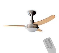 Cecotec Ventilador de Techo EnergySilence Aero 480. 65 W, 106 cm de Diámetro, Lámpara integrada, 3 Aspas Reversibles, 3 Velocidades, Temporizador, Acabado en madera nogal y haya
