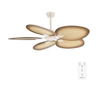 Cecotec Ventilador de Techo EnergySilence Aero 5200 Palm, Motor DC 36W, Diámetro 132 cm, Mando, Temporizador, 6 Velocidades, Verano e invierno, Rotación aspas, Altura ajustable 15-25 cm, Silencioso