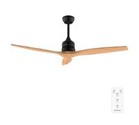 Cecotec Ventilador de Techo EnergySilence Aero 5270 Black&LightWood. 40W, Motor DC, Diámetro 132 cm, Mando, Temporizador, 6 Velocidades, Verano e invierno, Altura ajustable 15 o 25 cm