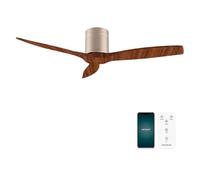 Cecotec Ventilador de Techo EnergySilence Aero 5500 Aqua GoldDarkWood Connected, Motor DC 40W, Diámetro 132 cm, Bajo consumo, Wifi, Mando, Exteriores, Temporizador, Verano e invierno, Silencioso