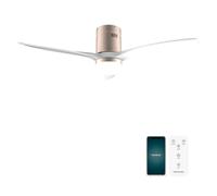 Cecotec Ventilador de Techo EnergySilence Aero 5600 Aqua GoldWhite Connected, 40 W y 52”, Wifi, Mando a distancia, protección IP44, luz, 6 velocidades, 3 aspas, modo winter-summer, temporizador 8h