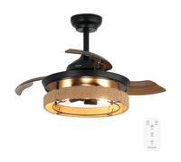 Cecotec Ventilador de Techo con Luz EnergySilence Aero 3600 Invisible Natural Design, Motor DC 25W, Luz LED, 3 aspas retráctiles, 36 pulgadas, Mando, 3 velocidades, temporizador y modo winter/summer