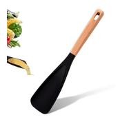 Cedar And Ash Spoon,Multifunction Spatula Cooking Spoon,Heat-Resistant Silicone, Wooden Handle, Safe for Nonstick Cookware, Ideal for Stirring, Mixing, Serving (Black)