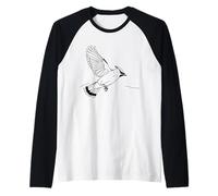 Cedar Waxwing Arte Lineal Ornitólogo Camiseta Manga Raglan