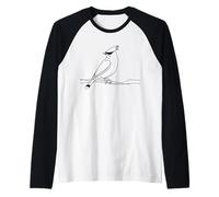 Cedar Waxwing Arte Lineal Ornitólogo Camiseta Manga Raglan