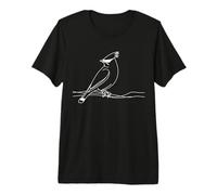 Cedar Waxwing Arte Lineal Ornitólogo Camiseta Premium