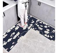 CEDNXOER Alfombra de Cocina Acuarela Plantas en 2 Piezas, Alfombrillas con Elegante Sakura Flores Lavables para Suelo, 43×75cm+43×120cm Tapetes Antideslizantes y Suaves para Lavadero, Marina Guerra