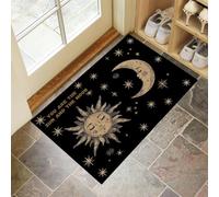 CEDNXOER Alfombra de Pelo Corto, 90 x 150 cm, Felpudo Alfabeto Bohemio, Felpudo Decorativo con Diseño de Eres El Sol La Luna, para Entrada de la Puerta de Casa, Antideslizante, Plegable, Negro
