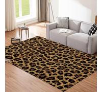 CEDNXOER Alfombra Marrón Estampado Leopardo de Pelo Corto, 200x300cm Antideslizante Lavable con Estampado Animales Texturas,Caramelo Alfombras de Habitacion para Dormitorio, Baño