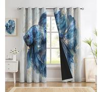 CEDNXOER Cortinas Dormitorio Acuarela 3D Animales para Salon Opacas con Ojales, 3D Patrón Pez Tropical Elegante 140×160cm Cortinas Blackout Termicas Aislantes Frio Y Calor, Ventanas 2 Piezas, Blanco