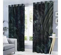 CEDNXOER Cortinas Dormitorio Pantera Negra para Salon Opacas con Ojales, 3D Patrón Densa Jungla 140×225cm Cortinas Blackout Termicas Aislantes Frio Y Calor, Ventanas 2 Piezas, Verde