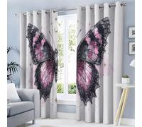 CEDNXOER Cortinas Dormitorio Simplicidad Galaxia para Salon Opacas con Ojales, 3D Patrón Acuarela Mariposa 140×245cm Cortinas Blackout Termicas Aislantes Frio Y Calor, Ventanas 2 Piezas, Blanco