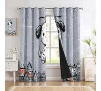 CEDNXOER Cortinas Opacas Caricatura Pueblo Animal, Volando Perro Aislantes Térmicas con Ojales, 95% Opacas Cortinas, Protección contra el Frío Cortina Blackout Juego de 2, 140×245cm, Gris