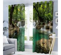 CEDNXOER Cortinas Opacas Naturaleza Misteriosa, Densa Selva Tropical Aislantes Térmicas con Ojales, 95% Opacas Cortinas, Protección contra el Frío Cortina Blackout Juego de 2, 117×137cm, Verde