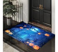 CEDNXOER Felpudo Bosque Encantado Halloween Interior, Alfombra Misterioso Fantasma Calabaza, Lavable, fácil de Limpiar, Resistente para Puerta de casa, Entrada, balcón 50 x 80 cm