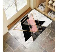CEDNXOER Felpudo Entrada Casa 50 x 70 cm, Alfombrilla Antideslizante, Lavable a Máquina, Sencillo Mármol Triángulo Geométrico Absorbente Alfombra para Puerta Interior, Pasillo, Gris