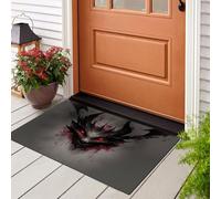 CEDNXOER Felpudo Entrada Casa 50 x 70 cm,Cara Diablo Negra Suave Lavable Antideslizante Alfombra Pasillo, Fantasía Oscura Absorbente Tapete para Puerta Delantera,Entrada de Mascotas,Gris Oscuro