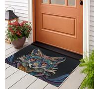 CEDNXOER Felpudo Entrada Casa 50 x 80 cm, Resumen Zorro Suave Lavable Antideslizante Alfombra Pasillo, Arte Origami Animales Absorbente Tapete para Puerta Delantera, Entrada de Mascotas, Negro