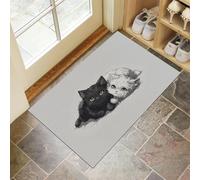 CEDNXOER Felpudo Entrada Gris,Absorbente Alfombra Entrada 80 x 120 cm,Suave Alfombra Lavable Antideslizante, Cuentos Hadas Animales Lindo Dibujo Animado Gato Pasillo Tapete para Puerta Delantera