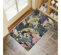 CEDNXOER Felpudo Interior Antideslizante Hojas, Lavable, Fácil De Limpiar, Gris Felpudo Duradero Tropical Hojas Palma, Suave Cómodo para Entrada, Balcón, Puerta De Casa 50 x 80 cm