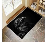 CEDNXOER Felpudos de Puertas Atrapapolvo 50 x 80 cm, Realista Animales Alfombra Antideslizante,Felpudo Entrada con Cuervos En La Oscuridad, Negro Suaves Absorbentes Felpudo para Perro,Puerta Pasillo