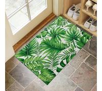 CEDNXOER Hojas Palma Exuberantes Felpudo Entrada Casa, Selva Tropical Alfombra Entrada Interior Antideslizante, Verde Lavable Felpudo, Alfombrillas Pasillo Tapete Cocina Dormitorio 50 x 80 cm