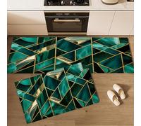 CEDNXOER Juegos de Tapetes de Cocina 2 Piezas Antideslizante Alfombra de Cocina Lavable Mármol Abstracto Lujo Geometría Alfombras para Pasillo Dormitorio, 40×60cm+40×120cm