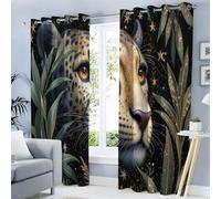 CEDNXOER Opacas Cortinas Dormitorio Salon Acuarela Ramas 2 Piezas 140×225cm, 95% Opacas Cortinas Cielo Estrellado Leopardo Térmicas Aislantes Frío Calor Decoración Ventanas con Ojales
