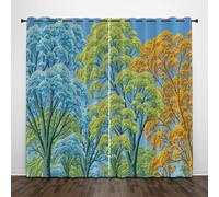 CEDNXOER Opacas Cortinas Dormitorio Salon Pintura Al Óleo Bosque 2 Piezas 117×137cm, 95% Opacas Cortinas Abstracción Copa del Árbol Térmicas Aislantes Frío Calor Decoración Ventanas con Ojales