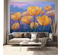 CEDNXOER Tapiz de Naturaleza Flores, 3D Niebla Tulipanes Telón de Fondo, Azul Fotografía Fiesta Tapiz Mural, Tapices para Sala Dormitorio Decoración de la Pared 200 × 150 cm