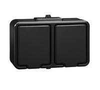 Cedro, enchufe doble 2P+PE, IP44, negro, NT230H05