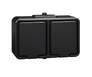 Cedro, enchufe doble 2P+PE, IP44, negro, NT230H05
