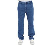 CEDY DENIM - Pantalones vaqueros holgados para hombre, corte recto regular, estilo plisado, estilo vaquero, CD354, azul, 32W / 32L