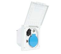 CEE - Enchufe para exteriores (240 V, 12 V, antena satélite, IP44, ideal para caravanas, autocaravanas o autobuses de camping), color blanco