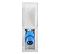 CEE exterior enchufe blanco contra salpicaduras de agua. 200 - 250 V, 16 A, 3 pines