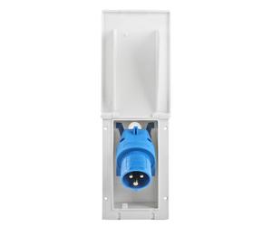 CEE exterior enchufe blanco contra salpicaduras de agua. 200 - 250 V, 16 A, 3 pines
