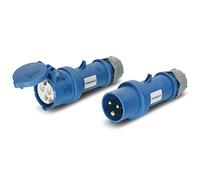 CEE - Juego de conectores y acopladores (230 V, 16 A, 3 p, IP44), color azul Mennekes