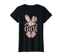 CEECEE - Orejas de Conejo de Leopardo con diseño Floral de Pascua Camiseta