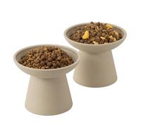 CEEFU Cuenco elevado de cerámica extra ancho para gatos, plato poco profundo de 6.2 pulgadas para aliviar la fatiga del bigote, 5 pulgadas de altura para una fácil alimentación, cuencos elevados