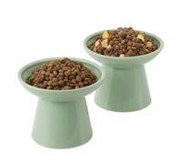 CEEFU Cuenco elevado de cerámica extra ancho para gatos, plato poco profundo de 6.2 pulgadas para aliviar la fatiga del bigote, 5 pulgadas de altura para una fácil alimentación, cuencos elevados