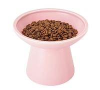 CEEFU Cuencos elevados extra anchos para gatos, cuenco de cerámica para gatos de 6.2 pulgadas, buena altura de 5 pulgadas para la alimentación de gatos, rosa