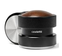 ceelatti Prensador de café de palma de 54 mm, prensador espresso con resorte para portafiltro de 54 mm, prensador autonivelante para Breville Sage Barista Express Pro, mango de nogal, base ondulada de
