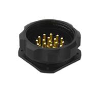 CEEP 9209419AR0P020 conector circular, receptáculo con tuerca de acoplamiento, aislante 419AR, macho, montaje en panel, negro anticorrosivo