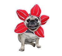 ceepdoogle Disfraz de perro Demogorgon Headgear para mascotas, diseño de flores aterradoras sombrero de Halloween para gato y perro, lindo sombrero de cosplay de bricolaje, rojo