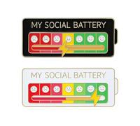 Ceeyoll 2 Piezas Social Battery Pins, My Social Battery Pins, Broche De BateríA Social, Interactivas Divertido Broche De Estado De Ánimo, Para Mujeres Y Hombres, Bonito Regalo Creativo.