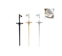 Ceeyoll 3 Piezas Marcapáginas de Espada de Metal Palo de Pelo en Forma de Espada Marcapaginas Mini Marcapáginas Espada Con Colgante de Cristal Marcapaginas Personalizado Regalos Para Amantes de Los Li